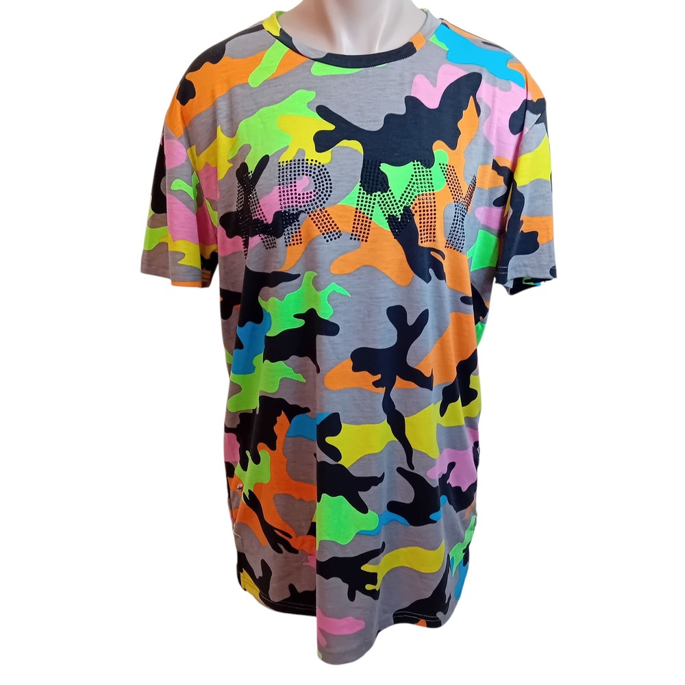 NWOT Designer‎ Get Me Fly Army Rhinestone T-Shirt Camo Streetwear Graphic Tee XL